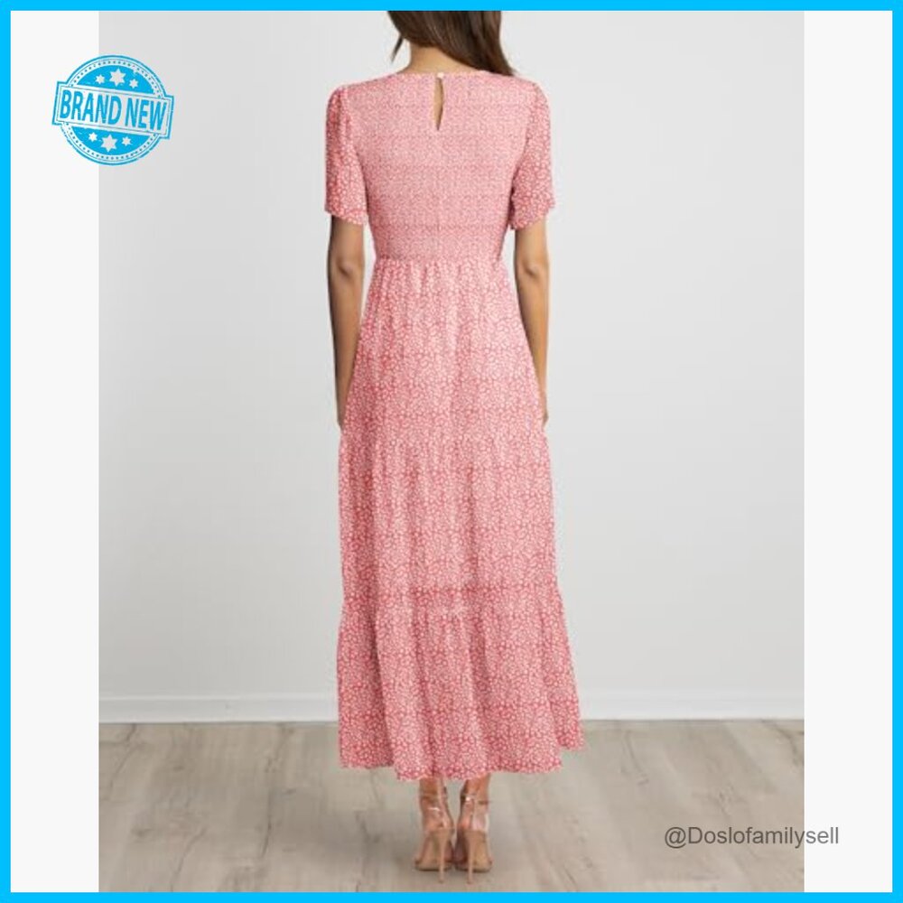 Bohemian Floral Maxi Dress Tiered Cocktail Elegant Summer Flowy - Picture 6 of 7
